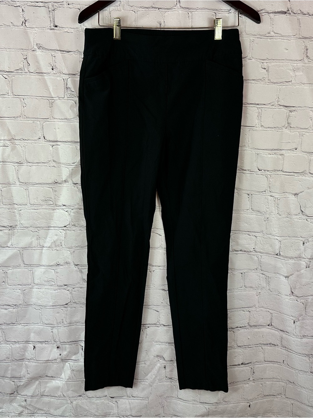 Chico's (1) So Slimming Black Pants women M 8 minimalist stretch business casual